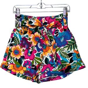 Sugarlips Tropical Print Paper Bag With Belt Lined Shorts Style STP7253P